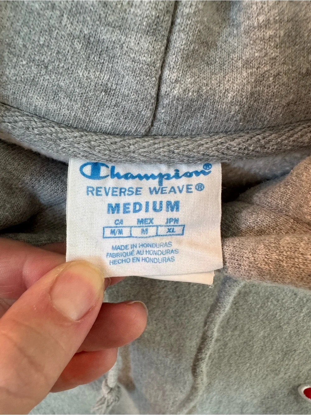 Champion Men's Grey Hooded Sweatshirt - Picture 3 of 4